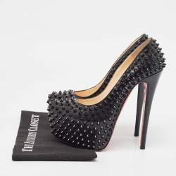 Christian Louboutin Black Patent Leather Daffodile Spike Pumps Size 37