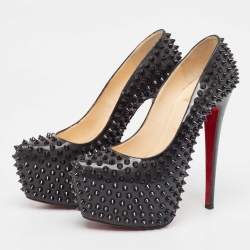 Christian Louboutin Black Patent Leather Daffodile Spike Pumps Size 37