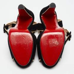 Pre Owned Christian Louboutin Black Suede and Leather Loulou Dancing Sandals Size 40