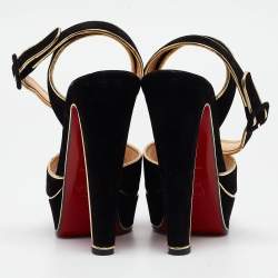 Pre Owned Christian Louboutin Black Suede and Leather Loulou Dancing Sandals Size 40