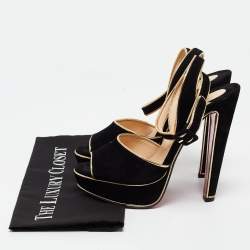 Pre Owned Christian Louboutin Black Suede and Leather Loulou Dancing Sandals Size 40