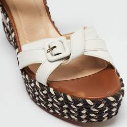 Christian Louboutin Tricolor Leather Lagoa Wedge Sandals Size 40