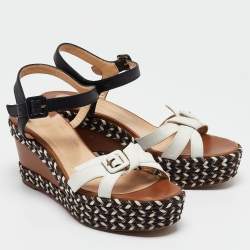 Christian Louboutin Tricolor Leather Lagoa Wedge Sandals Size 40