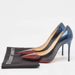 Pre Owned Christian Louboutin Metallic Patent Kate Pumps Size 36