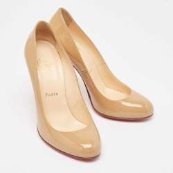 Christian Louboutin Beige Patent Leather Fifi Pumps Size 37.5