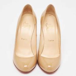 Christian Louboutin Beige Patent Leather Fifi Pumps Size 37.5