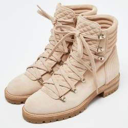 Pre Owned Christian Louboutin Beige Suede Mad Ankle Boots Size 39