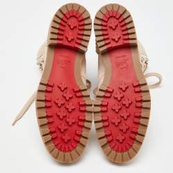 Pre Owned Christian Louboutin Beige Suede Mad Ankle Boots Size 39