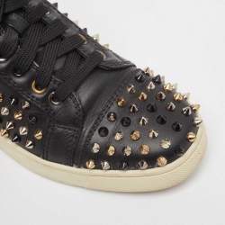 Christian Louboutin Black Leather Louis Spikes Sneakers Size 37.5