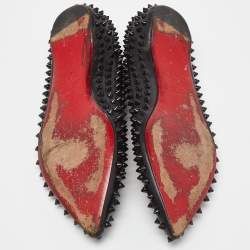 مملوكة مسبقًا Christian Louboutin Black Leather Pigalle Spikes Ballet Flats Size 41.5