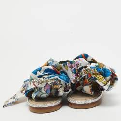 Christian Louboutin Multicolor Satin Spetsos Ankle Wrap Sandals Size 36