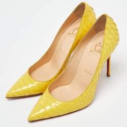 Christian Louboutin Yellow Python Kate  Pumps Size 36.5