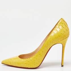 Christian Louboutin Yellow Python Kate  Pumps Size 36.5