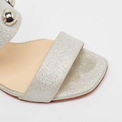 Christian Louboutin Silver Glitter Simple Billi Sandals Size 36.5