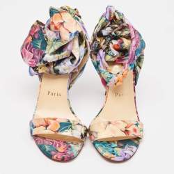 Christian Louboutin Multicolor Satin Du Desert Sandals Size 37.5