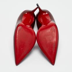 Pre Owned Christian Louboutin Dark Red Lizard Embossed Leather Kate Pumps Size 38