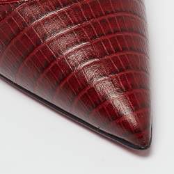 Pre Owned Christian Louboutin Dark Red Lizard Embossed Leather Kate Pumps Size 38