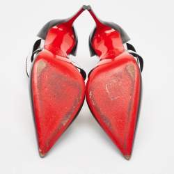 مملوكة مسبقًا Christian Louboutin Black Leather Sequins Detail Jeres Pumps Size 38