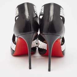 مملوكة مسبقًا Christian Louboutin Black Leather Sequins Detail Jeres Pumps Size 38