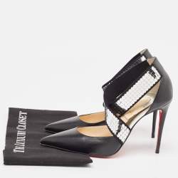 مملوكة مسبقًا Christian Louboutin Black Leather Sequins Detail Jeres Pumps Size 38