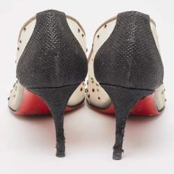 Christian Louboutin Black Glitter Fabric and Mesh Follies Strass Pumps Size 38.5