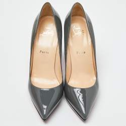 Christian Louboutin Grey/Black Patent Leather Pigalle Plato Pumps Size 38.5