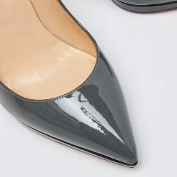 Christian Louboutin Grey/Black Patent Leather Pigalle Plato Pumps Size 38.5