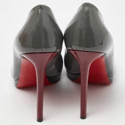 Christian Louboutin Grey/Black Patent Leather Pigalle Plato Pumps Size 38.5