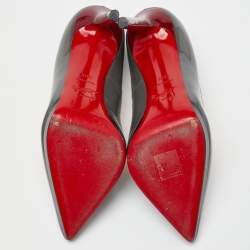 Christian Louboutin Grey/Black Patent Leather Pigalle Plato Pumps Size 38.5