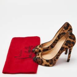 Christian Louboutin Brown/Beige Leopard Print Calf Hair Flo Pumps Size 35.5