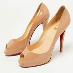 Christian Louboutin Beige Patent Leather Very Prive Pumps Size 38