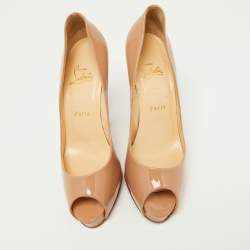 Christian Louboutin Beige Patent Leather Very Prive Pumps Size 38