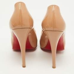 Christian Louboutin Beige Patent Leather Very Prive Pumps Size 38