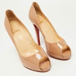 Christian Louboutin Beige Patent Leather Very Prive Pumps Size 38