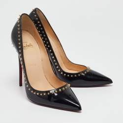 Christian Louboutin Black Patent Leather Anjalina Pumps Size 38.5