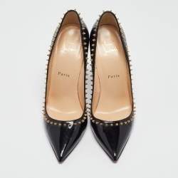 Christian Louboutin Black Patent Leather Anjalina Pumps Size 38.5