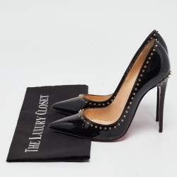 Christian Louboutin Black Patent Leather Anjalina Pumps Size 38.5