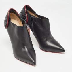 Christian Louboutin Black Leather Huguette Ankle Booties Size 38