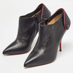 Christian Louboutin Black Leather Huguette Ankle Booties Size 38