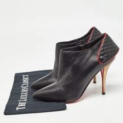 Christian Louboutin Black Leather Huguette Ankle Booties Size 38