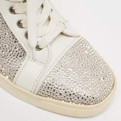 Christian Louboutin White Leather Louis Strass Sneakers Size 35