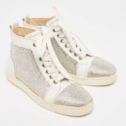Christian Louboutin White Leather Louis Strass Sneakers Size 35