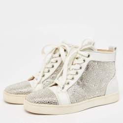 Christian Louboutin White Leather Louis Strass Sneakers Size 35