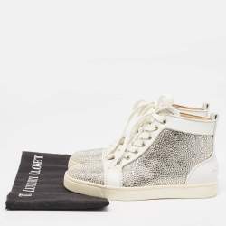 Christian Louboutin White Leather Louis Strass Sneakers Size 35