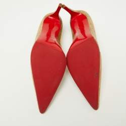 Pre Owned Christian Louboutin Metallic Gold Lizard Embossed Leather Kate Pumps Size 39.5