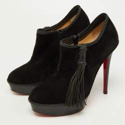 Christian Louboutin Black Suede Sultane Ankle Booties Size 40.5