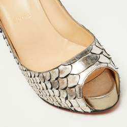 Christian Louboutin Metallic Two-Tone Python Very Prive Peep Toe Pumps Size 40