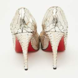 Christian Louboutin Metallic Two-Tone Python Very Prive Peep Toe Pumps Size 40