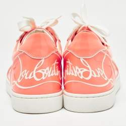Pre Owned Christian Louboutin Light Orange Patent Leather Louis Junior Low Top Sneakers Size 39