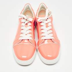 Pre Owned Christian Louboutin Light Orange Patent Leather Louis Junior Low Top Sneakers Size 39